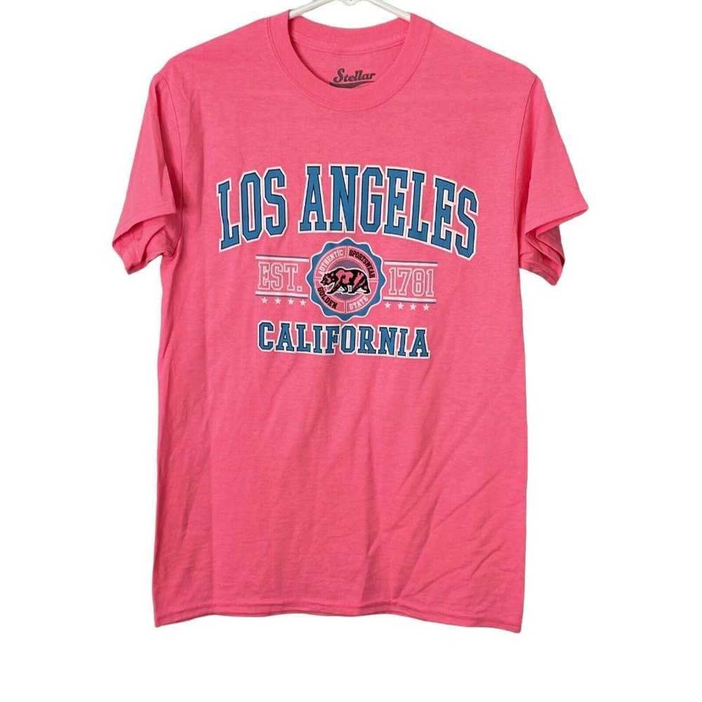 Los Angeles EST 1781 California Stellar Womens Pink Crew Neck T Shirt Size Small